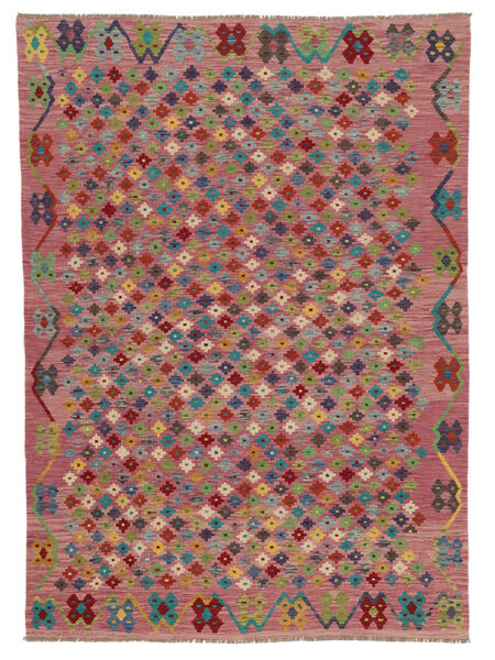  175X243 Kelim Afghan Old Stil Teppich Dunkelrot/Braun Afghanistan Carpetvista