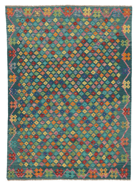 172X240 Kelim Afghan Old Stil Teppich Orientalischer Dunkeltürkis/Schwarz (Wolle, Afghanistan) Carpetvista