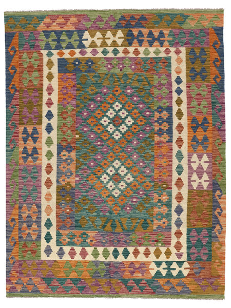 Tapete Oriental Kilim Afegão Old Style 149X197 Castanho/Verde Escuro (Lã, Afeganistão)
