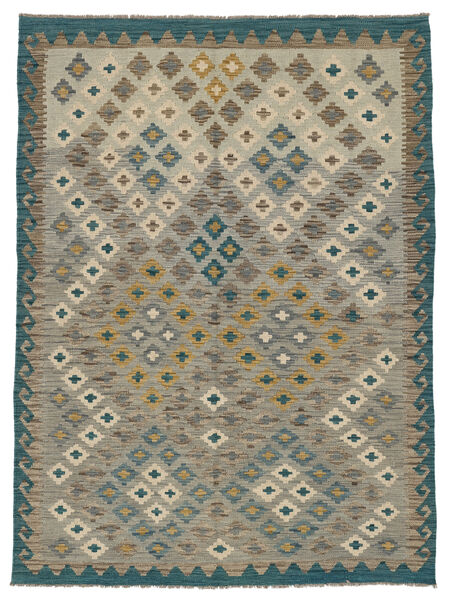 Kelim Afghan Old Stil Teppich 144X196 Dunkelgelb/Dunkelgrün Wolle, Afghanistan Carpetvista