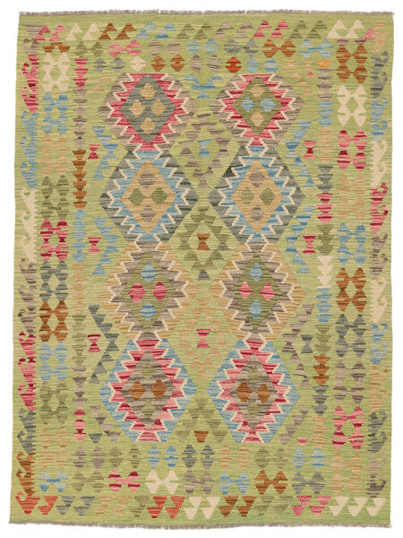 156X208 絨毯 キリム アフガン オールド スタイル オリエンタル 茶色/ダークグリーン (ウール, アフガニスタン) Carpetvista