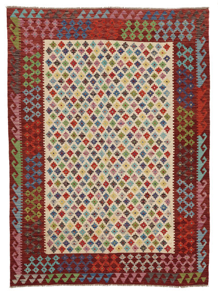 180X245 Tapis Kilim Afghan Old Style D'orient Rouge Foncé/Noir (Laine, Afghanistan) Carpetvista