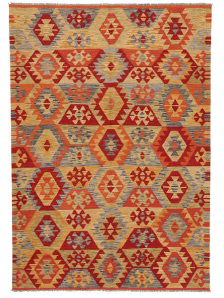  Kelim Afghan Old Style Matot 174X249 Villamatto Ruskea/Tummanpunainen Matto Carpetvista