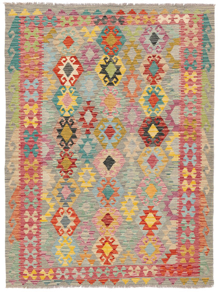  Orientalischer Kelim Afghan Old Stil Teppich 147X197 Braun/Dunkelgelb Wolle, Afghanistan Carpetvista