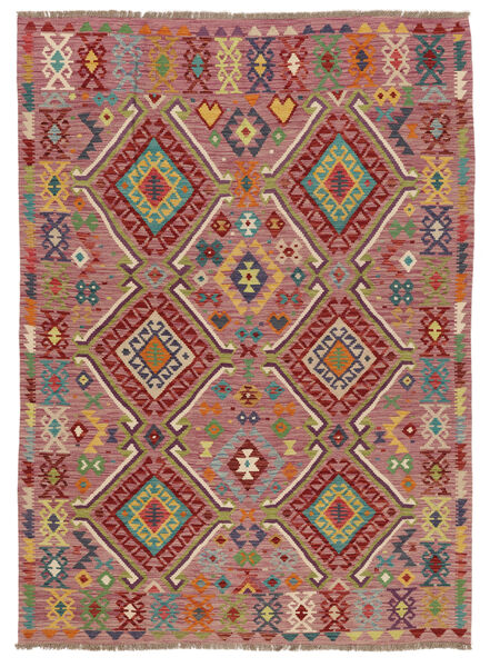172X238 Tapis D'orient Kilim Afghan Old Style Marron/Rouge Foncé (Laine, Afghanistan) Carpetvista