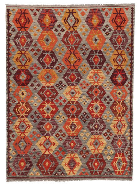 182X250 Tappeto Kilim Afghan Old Style Orientale Marrone/Rosso Scuro (Lana, Afghanistan) Carpetvista