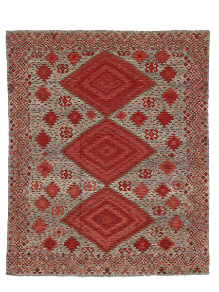  Kilim Afghan Old Style Alfombra 254X305 De Lana Rojo Oscuro/Marrón Grande Carpetvista