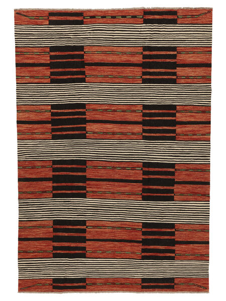 203X296 Tapis Kilim Moderne Moderne Noir/Rouge Foncé (Laine, Afghanistan) Carpetvista