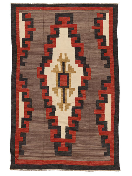 絨毯 キリム モダン 190X300 茶色/ブラック (ウール, アフガニスタン)