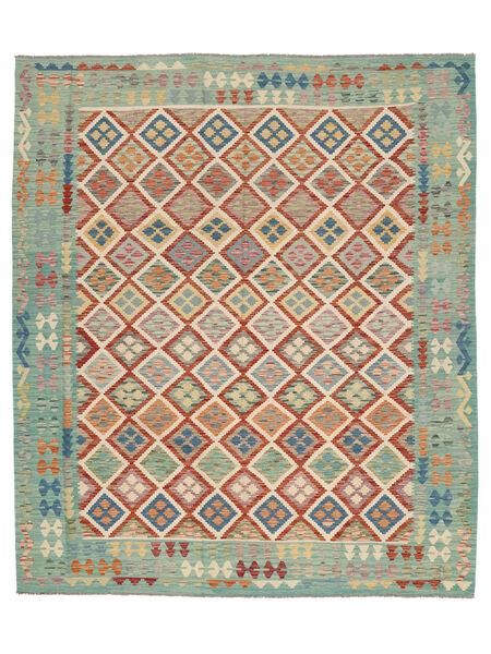 Tapete Oriental Kilim Afegão Old Style 251X293 Verde/Vermelho Escuro Grande (Lã, Afeganistão)