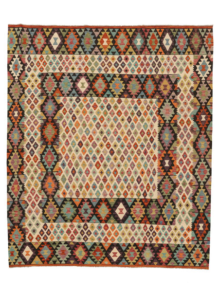 Kelim Afghan Old Stil Teppich 254X300 Braun/Schwarz Großer Wolle, Afghanistan Carpetvista