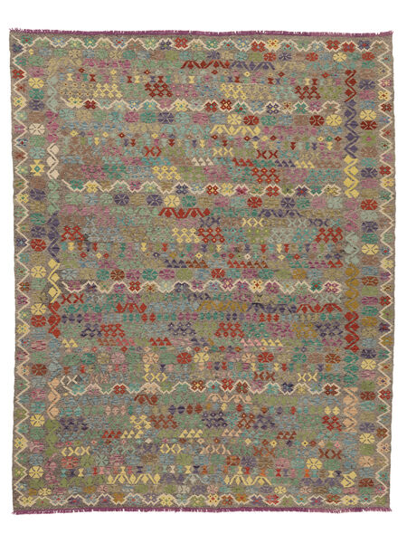 Kelim Afghan Old Stil Teppich 294X362 Braun/Dunkelgelb Großer Wolle, Afghanistan Carpetvista