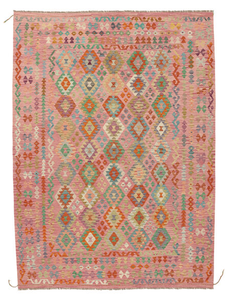  Kilim Afghan Old Style Rug 252X348 Wool Brown/Red Large Carpetvista