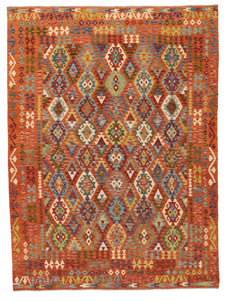  Kilim Afegão Old Style Tapete 257X346 Lã Vermelho Escuro/Vermelho Grande Carpetvista