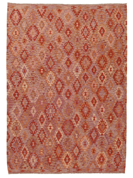 254X360 Koberec Kelim Afghán Old Style Orientální Tmavě Červená/Červená Velký (Vlna, Afghánistán) Carpetvista
