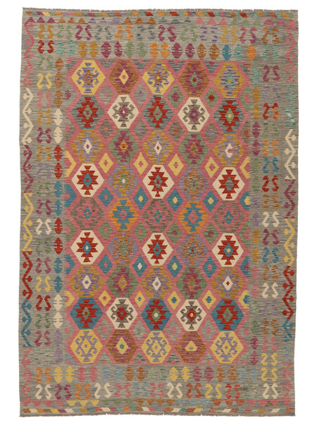 Tapete Oriental Kilim Afegão Old Style 252X369 Castanho/Vermelho Escuro Grande (Lã, Afeganistão)