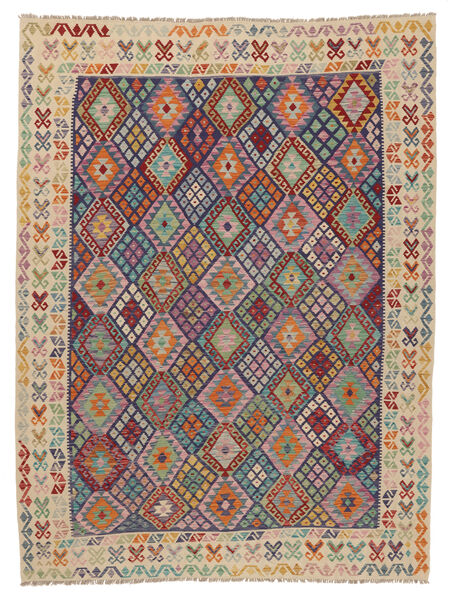 255X345 Tapis D'orient Kilim Afghan Old Style Rouge Foncé/Vert Grand (Laine, Afghanistan) Carpetvista