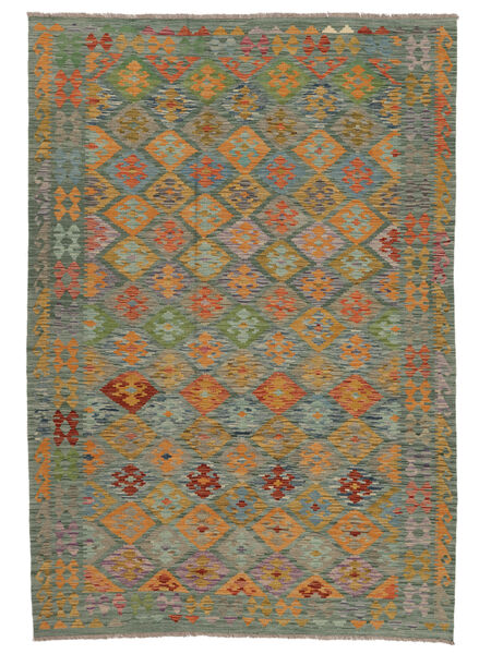  Kilim Afghan Old Style Tappeto 200X292 Di Lana Marrone/Verde Carpetvista