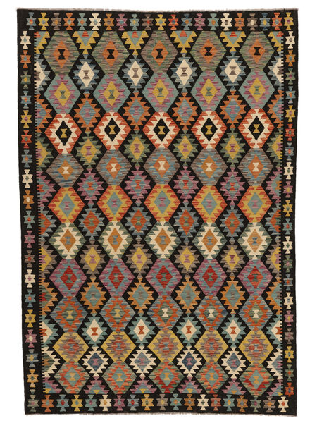 Kilim Afghan Old Style Rug 210X302 Brown/Black Wool, Afghanistan Carpetvista