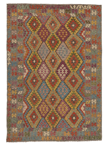  Kelim Afghan Old Style 200X294 Ullteppe Brun/Mørk Grønn Carpetvista