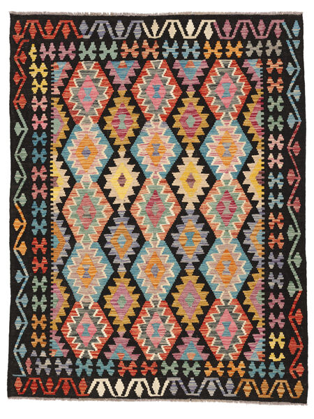158X205 Kilim Afghan Old Style Rug Oriental Black/Brown (Wool, Afghanistan) Carpetvista