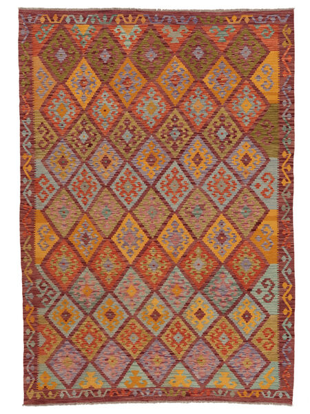  Kelim Afghan Old Stil Teppich 211X302 Braun/Dunkelrot Carpetvista