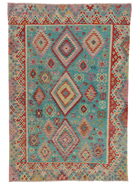 202X299 Kilim Afghan Old Style Rug Oriental Dark Green/Dark Red (Wool, Afghanistan) Carpetvista