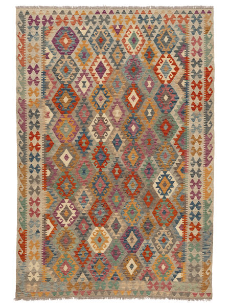 204X300 Kilim Afghan Old Style Rug Oriental Brown/Orange (Wool, Afghanistan) Carpetvista