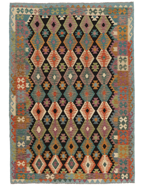 207X296 Dywan Orientalny Kilim Afgan Old Style Brunatny/Czarny (Wełna, Afganistan) Carpetvista