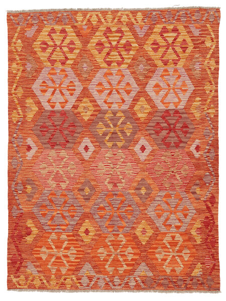  Kelim Afghan Old Style Matot 146X194 Tummanpunainen/Punainen Carpetvista