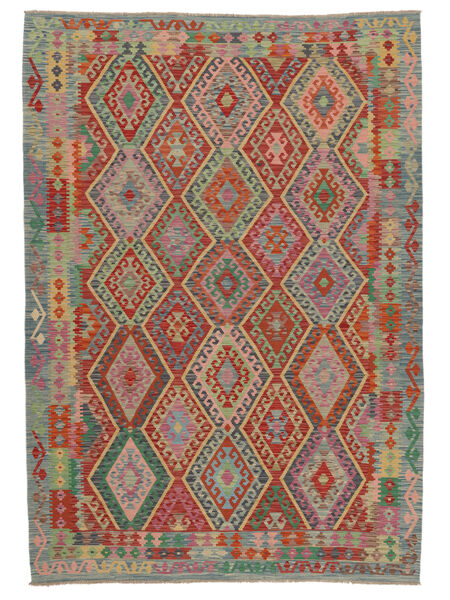 Kelim Afghan Old Style Vloerkleed 203X290 Donkerrood/Bruin Wol, Afghanistan Carpetvista