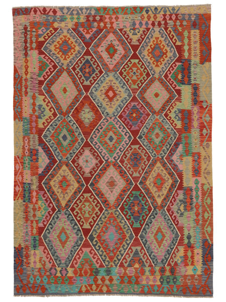 Kilim Afghan Old Style Rug 200X290 Dark Red/Brown Wool, Afghanistan Carpetvista