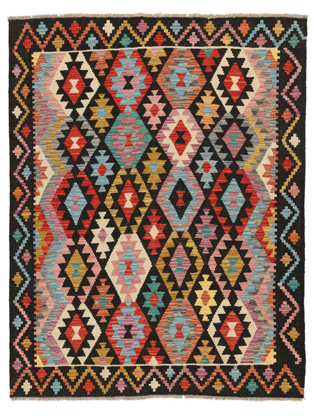  152X195 Kelim Afghan Old Stil Teppich Schwarz/Braun Afghanistan Carpetvista