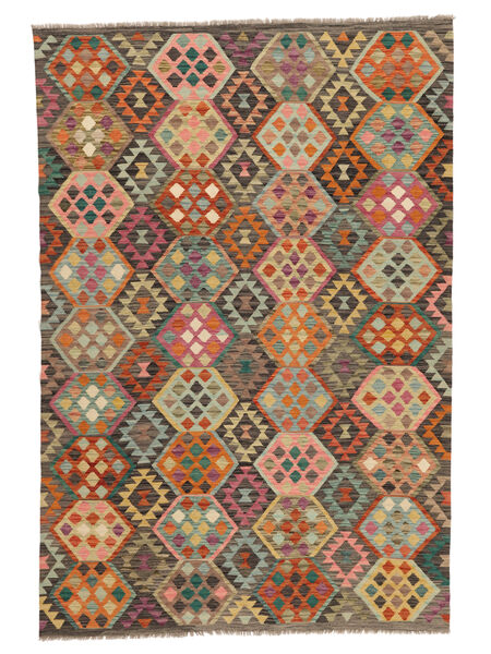 絨毯 キリム アフガン オールド スタイル 202X298 茶色/グリーン (ウール, アフガニスタン)