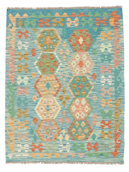Kelim Afghan Old Stil Teppich 132X171 Grün/Dunkeltürkis Wolle, Afghanistan Carpetvista