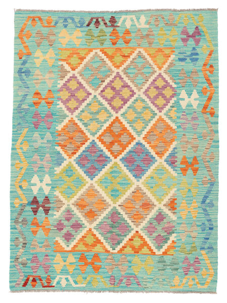 絨毯 オリエンタル キリム アフガン オールド スタイル 124X168 グリーン/オレンジ (ウール, アフガニスタン)