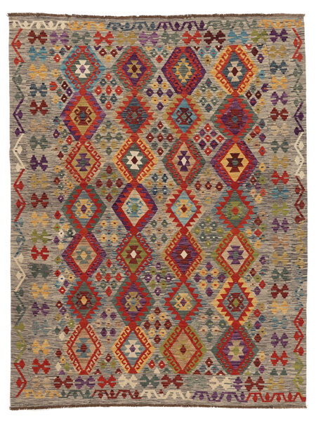  Kilim Afghan Old Style Rug 217X282 Wool Brown/Dark Red Carpetvista