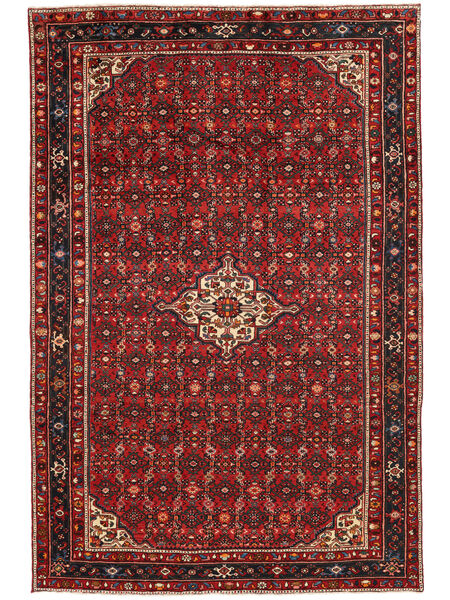  Orientalisk Hosseinabad Matta 208X308 Svart/Mörkröd Ull, Persien/Iran Carpetvista