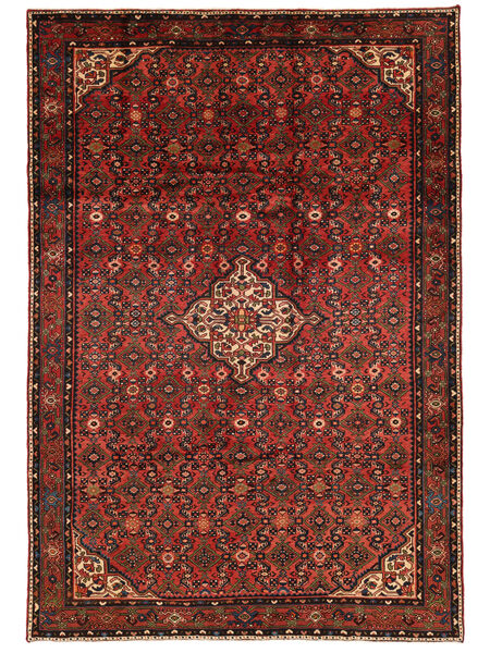 Hosseinabad Teppe 210X306 Svart/Mørk Rød Ull, Persia/Iran Carpetvista