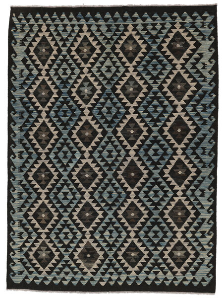 Kelim Afghan Old Stil Teppich 151X205 Schwarz/Braun Wolle, Afghanistan Carpetvista