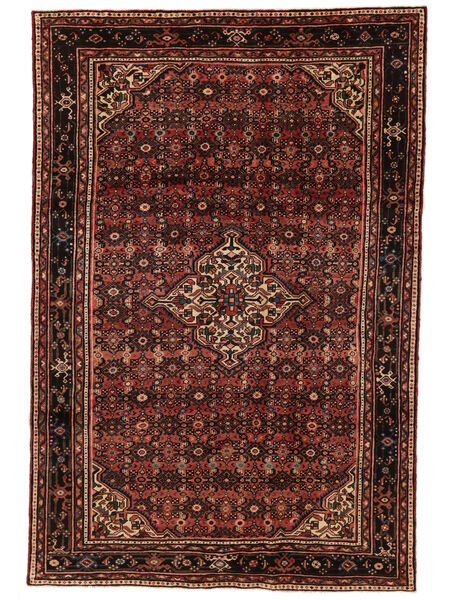 絨毯 オリエンタル ホセイナバード 209X310 ブラック/ダークレッド (ウール, ペルシャ/イラン)