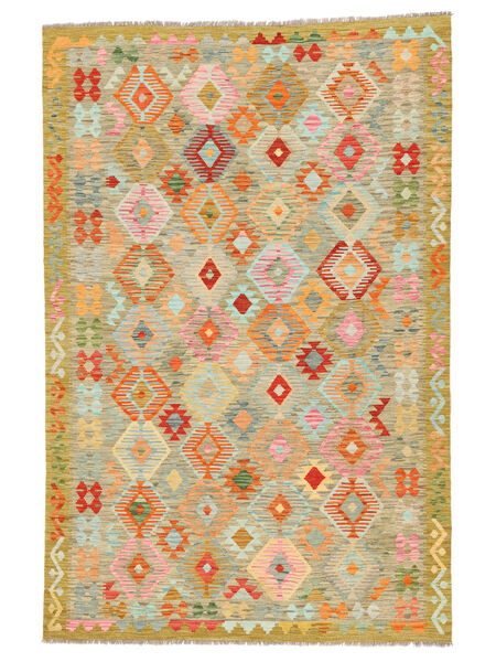  Orientalischer Kelim Afghan Old Stil Teppich 199X301 Orange/Grün Wolle, Afghanistan Carpetvista