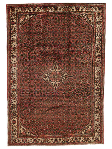 絨毯 オリエンタル ホセイナバード 210X307 ブラック/茶色 (ウール, ペルシャ/イラン)