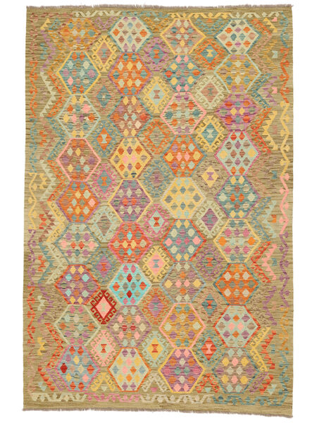  Kilim Afegão Old Style Tapete 205X303 Lã Castanho/Laranja Carpetvista