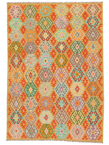  Kilim Afghan Old Style Tapis 206X297 De Laine Orange/Marron Carpetvista