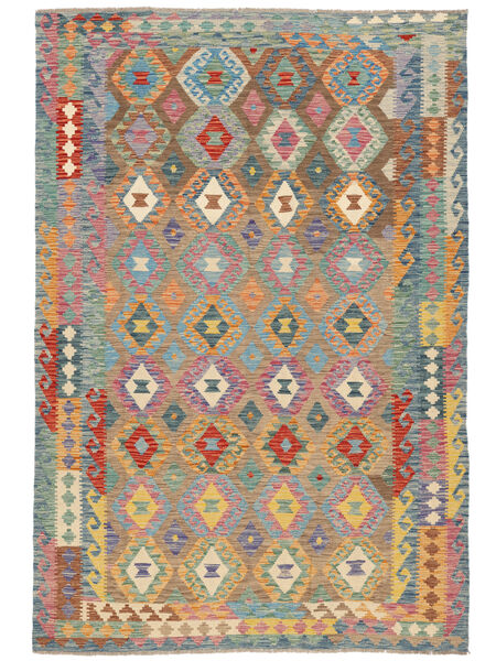 Kelim Afghan Old Stil Teppich 203X296 Dunkelgrau/Braun Wolle, Afghanistan Carpetvista