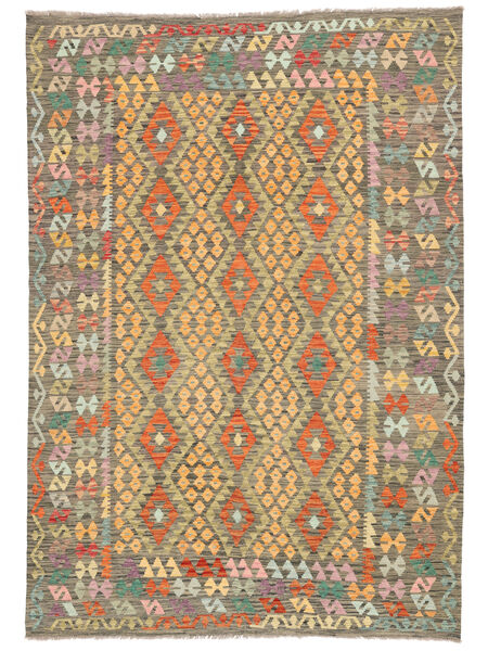  Kilim Afghan Old Style Tapis 207X298 De Laine Marron/Orange Carpetvista