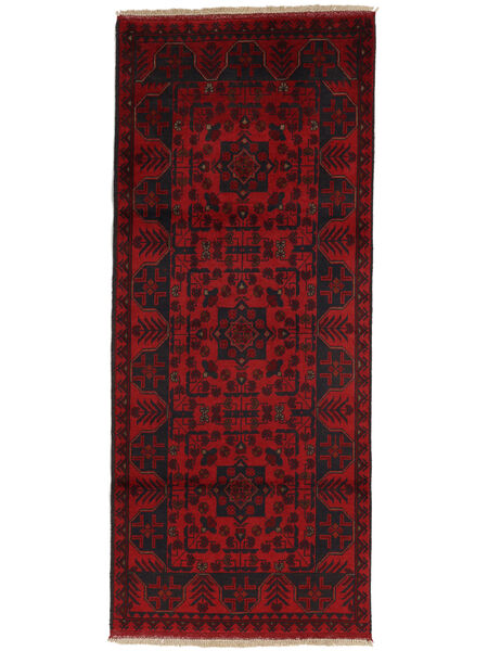  Orientalischer Afghan Khal Mohammadi Teppich 82X191 Läufer Schwarz/Dunkelrot Wolle, Afghanistan Carpetvista