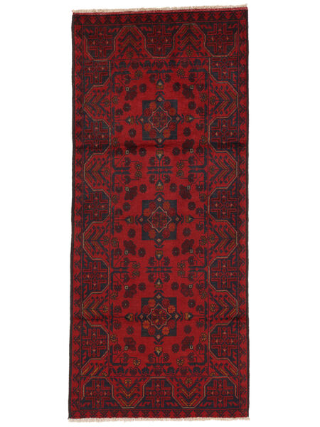 81X190 Tapete Afegão Khal Mohammadi Oriental Passadeira Preto/Vermelho Escuro (Lã, Afeganistão) Carpetvista
