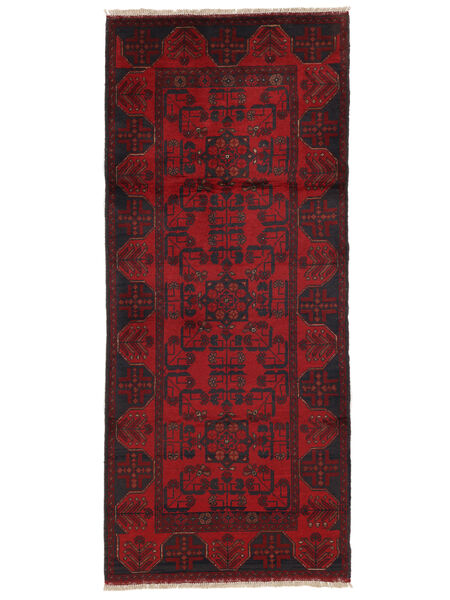 Tapis Afghan Khal Mohammadi 84X193 De Couloir Noir/Rouge Foncé (Laine, Afghanistan)